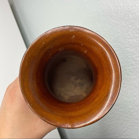 Vintage Hand Craved Wood Vase - Picture 2 of 5